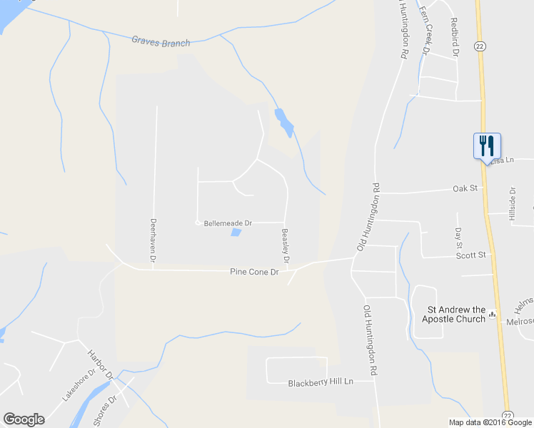 map of restaurants, bars, coffee shops, grocery stores, and more near 54 Bellemeade Drive in Lexington