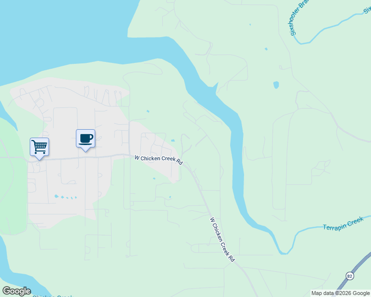 map of restaurants, bars, coffee shops, grocery stores, and more near 20128 West Chicken Creek Road in Cookson