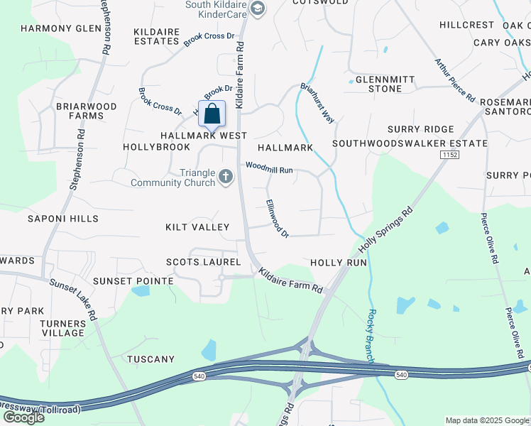 map of restaurants, bars, coffee shops, grocery stores, and more near 4601 Darewood Court in Apex