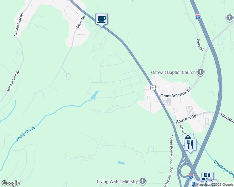 map of restaurants, bars, coffee shops, grocery stores, and more near 750 South Main Street in Troutman