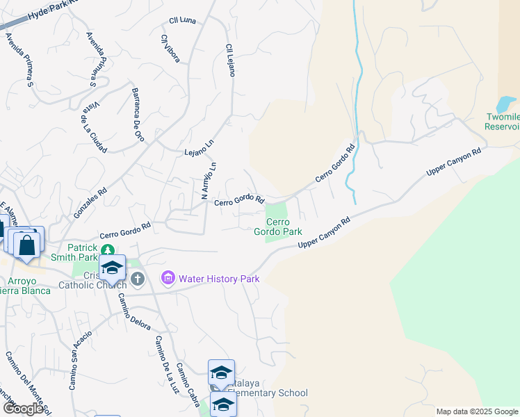 map of restaurants, bars, coffee shops, grocery stores, and more near 1402 Cerro Gordo Road in Santa Fe
