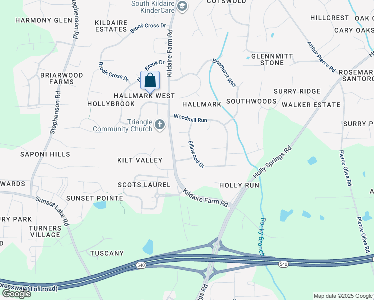 map of restaurants, bars, coffee shops, grocery stores, and more near 4601 Darewood Court in Apex