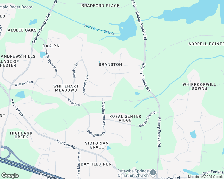 map of restaurants, bars, coffee shops, grocery stores, and more near 2304 Tiltonshire Lane in Apex