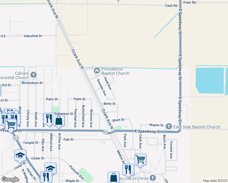 map of restaurants, bars, coffee shops, grocery stores, and more near 728 Hurd Avenue in Trumann