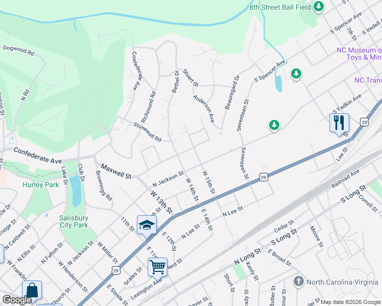 map of restaurants, bars, coffee shops, grocery stores, and more near in Salisbury