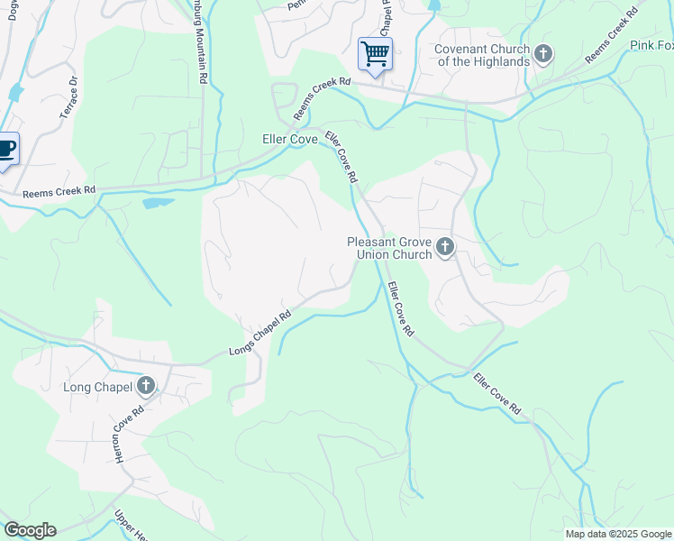 map of restaurants, bars, coffee shops, grocery stores, and more near 3 Nicole Lane in Weaverville