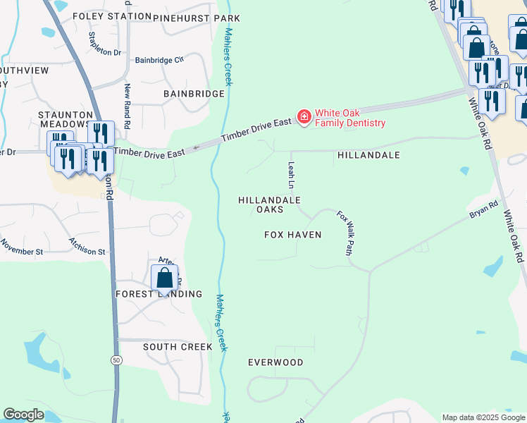 map of restaurants, bars, coffee shops, grocery stores, and more near 508 Stronwood Court in Garner