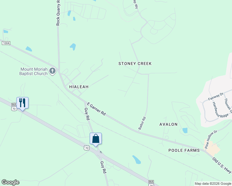 map of restaurants, bars, coffee shops, grocery stores, and more near 3400 Outcrop Court in Clayton