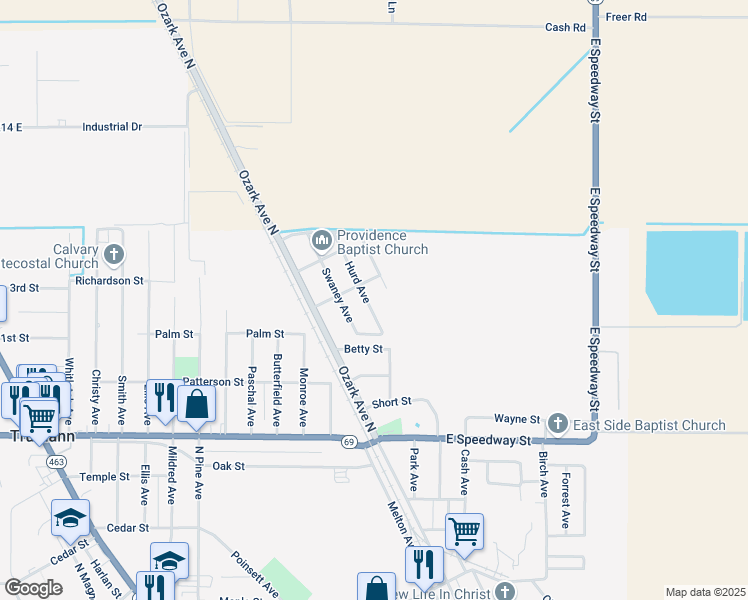 map of restaurants, bars, coffee shops, grocery stores, and more near 728 Hurd Avenue in Trumann