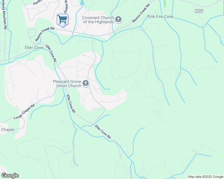 map of restaurants, bars, coffee shops, grocery stores, and more near 99999 Pleasant Grove Road in Weaverville