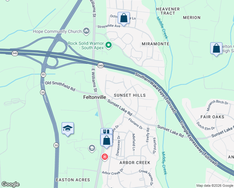 map of restaurants, bars, coffee shops, grocery stores, and more near 205 Windcap Drive in Apex