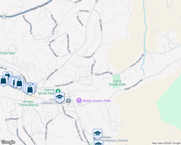 map of restaurants, bars, coffee shops, grocery stores, and more near 8 North Armijo Lane in Santa Fe