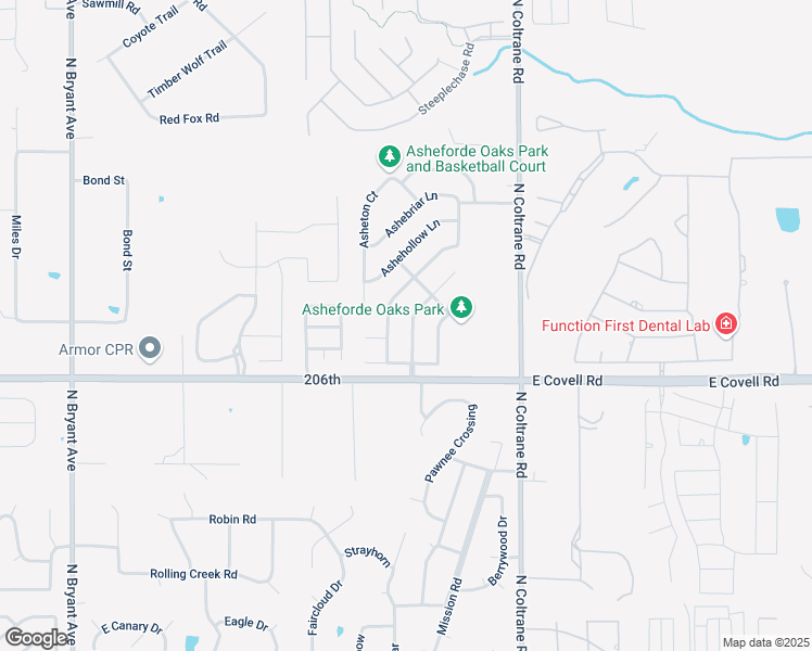 map of restaurants, bars, coffee shops, grocery stores, and more near 2817 Asheforde Oaks Boulevard in Edmond