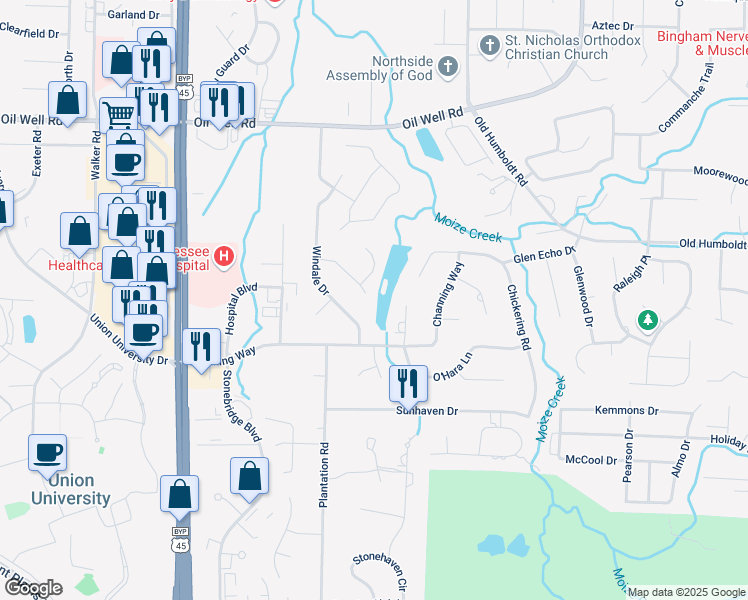 map of restaurants, bars, coffee shops, grocery stores, and more near 62 Addison Way in Jackson