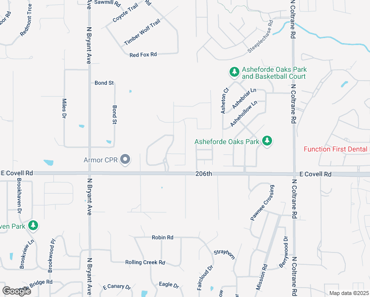 map of restaurants, bars, coffee shops, grocery stores, and more near 2117 Sandstone Ridge in Edmond
