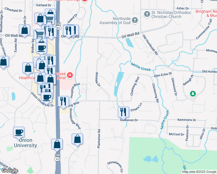 map of restaurants, bars, coffee shops, grocery stores, and more near 62 Addison Way in Jackson