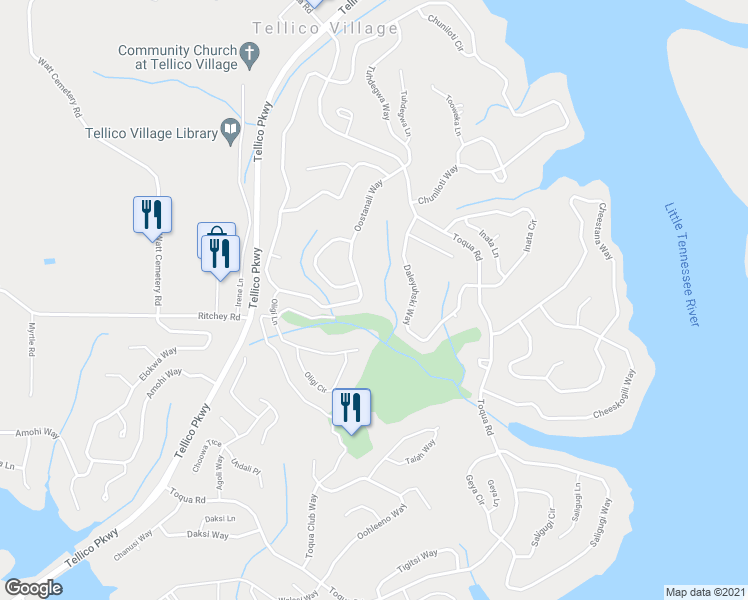 map of restaurants, bars, coffee shops, grocery stores, and more near 140 Oostanali Way in Loudon
