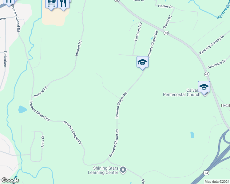 map of restaurants, bars, coffee shops, grocery stores, and more near 652 Horse Mountain Drive in Asheboro