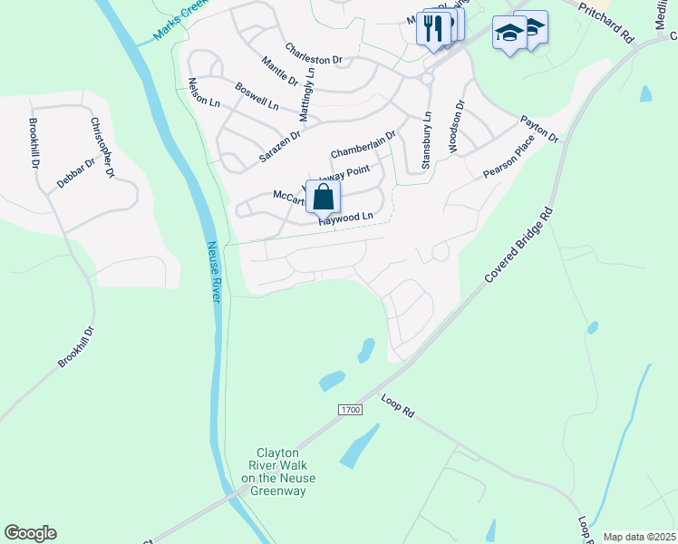 map of restaurants, bars, coffee shops, grocery stores, and more near 241 Lanier Place in Clayton