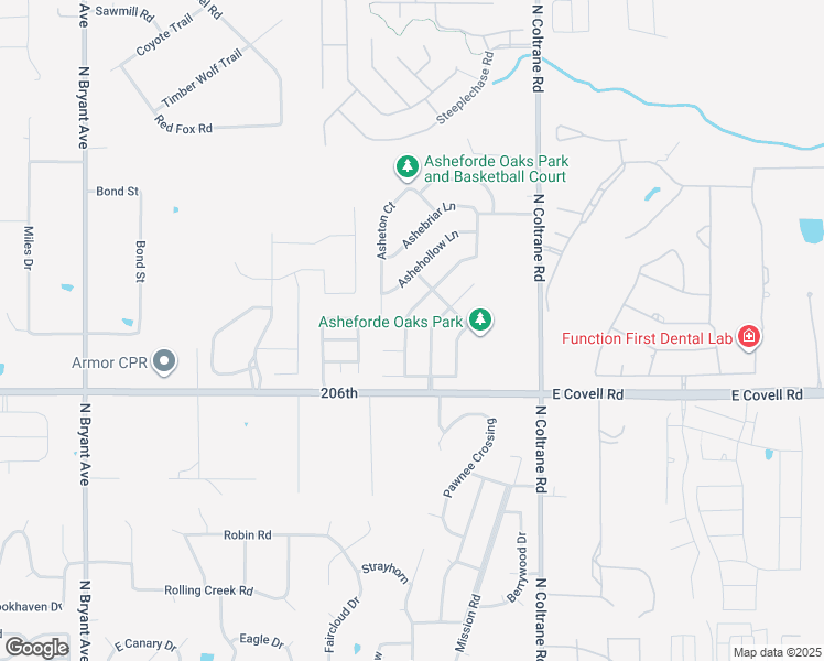 map of restaurants, bars, coffee shops, grocery stores, and more near 2824 North Ashecroft Drive in Edmond
