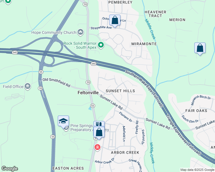 map of restaurants, bars, coffee shops, grocery stores, and more near 208 Windcap Drive in Apex