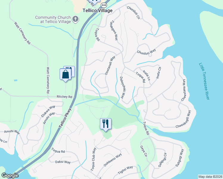 map of restaurants, bars, coffee shops, grocery stores, and more near 140 Oostanali Way in Loudon