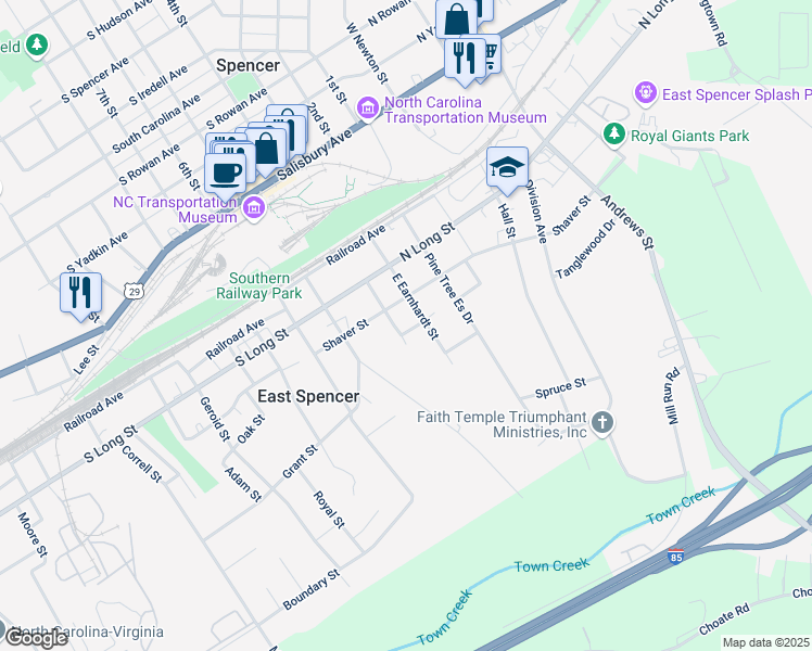 map of restaurants, bars, coffee shops, grocery stores, and more near 209 Jackson Street in Salisbury