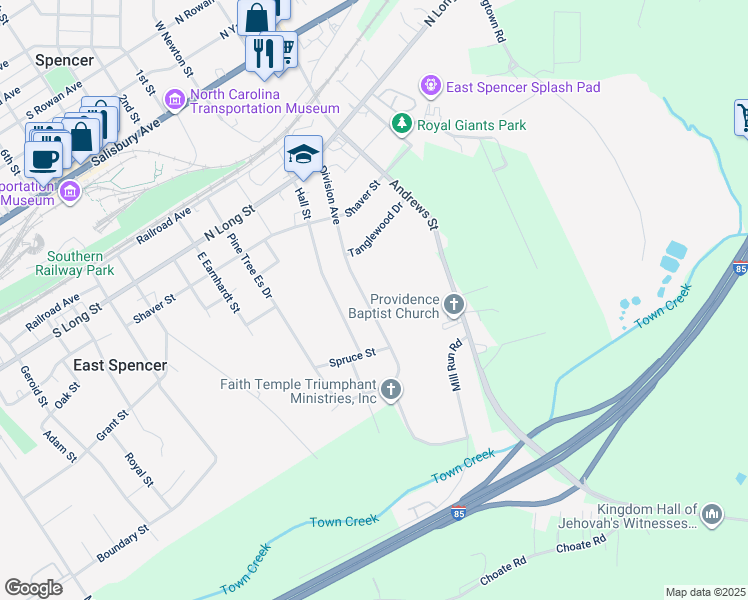 map of restaurants, bars, coffee shops, grocery stores, and more near 403 Division Avenue in Salisbury