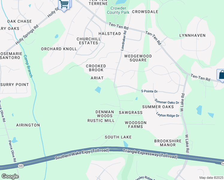 map of restaurants, bars, coffee shops, grocery stores, and more near 8404 Lawdraker Road in Apex