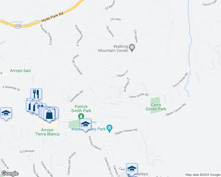 map of restaurants, bars, coffee shops, grocery stores, and more near 130 Lorenzo Road in Santa Fe