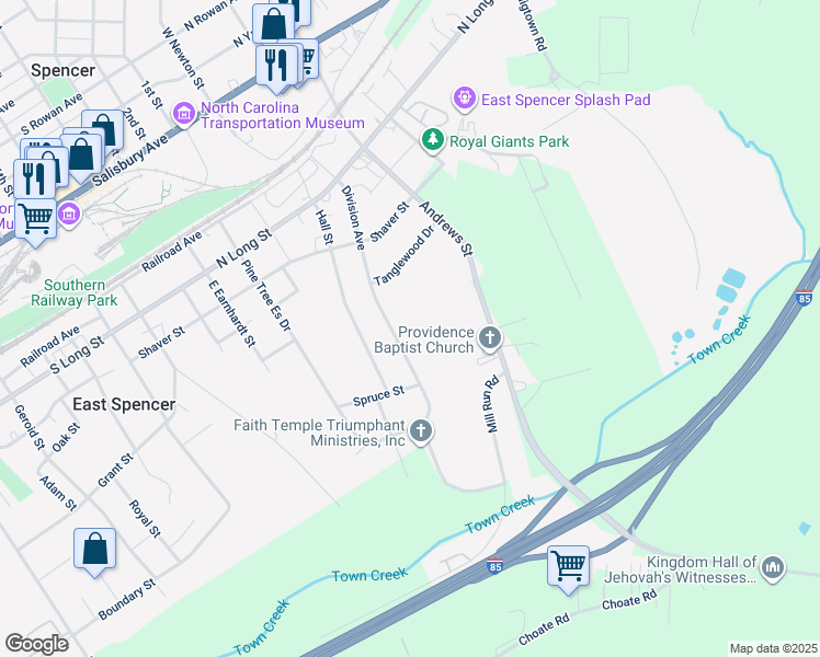 map of restaurants, bars, coffee shops, grocery stores, and more near 403 Division Avenue in Salisbury