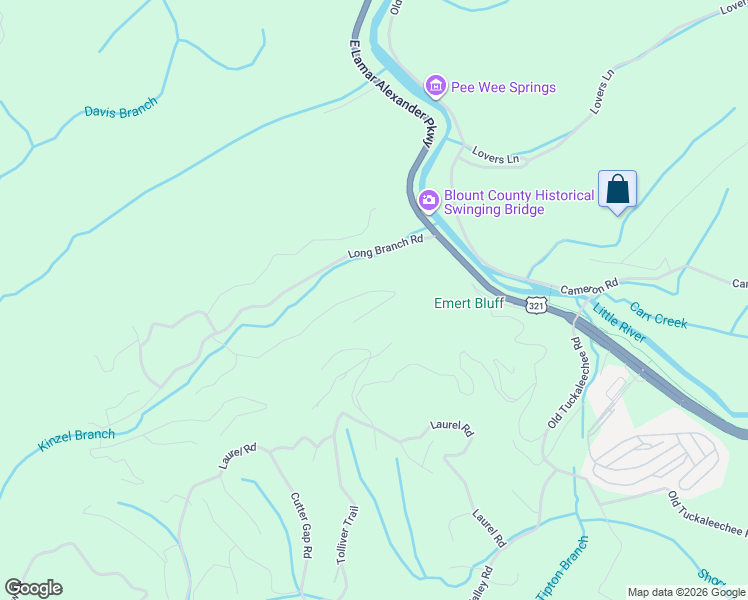 map of restaurants, bars, coffee shops, grocery stores, and more near 115 Nantahala Drive in Townsend