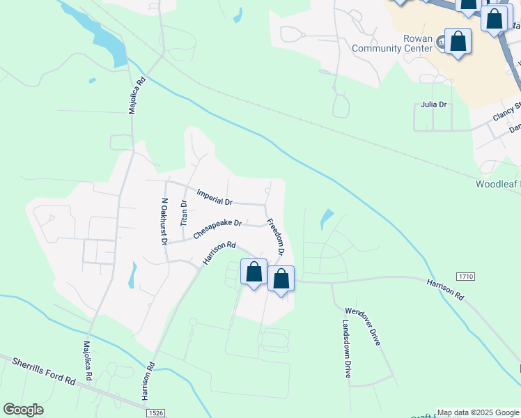 map of restaurants, bars, coffee shops, grocery stores, and more near 340 Freedom Drive in Salisbury