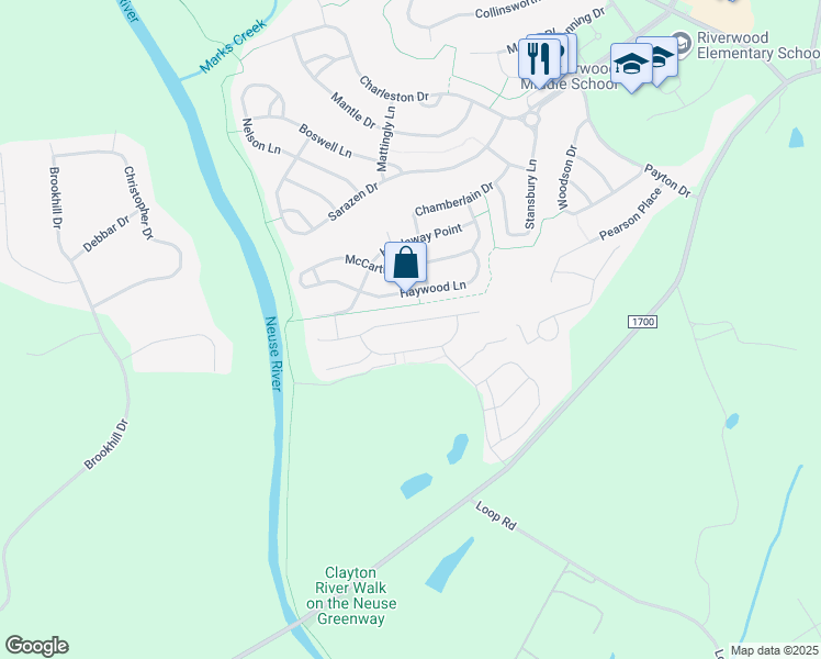 map of restaurants, bars, coffee shops, grocery stores, and more near 245 East Webber Lane in Clayton