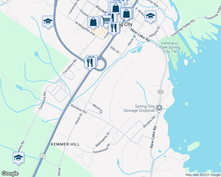 map of restaurants, bars, coffee shops, grocery stores, and more near 399 North Hillcrest Drive in Spring City