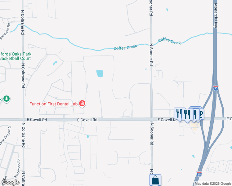 map of restaurants, bars, coffee shops, grocery stores, and more near 4001 Fairfax Drive in Edmond