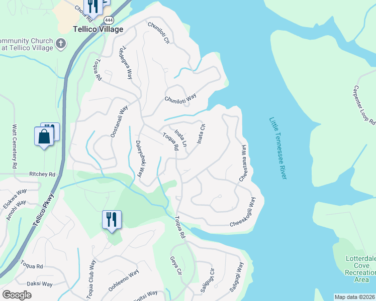 map of restaurants, bars, coffee shops, grocery stores, and more near 118 Inata Circle in Loudon