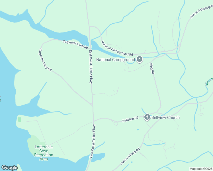 map of restaurants, bars, coffee shops, grocery stores, and more near 2192 East Coast Tellico Parkway in Greenback