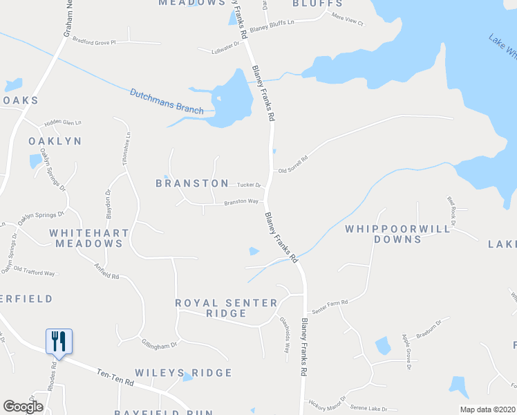 map of restaurants, bars, coffee shops, grocery stores, and more near 2605 Branston Way in Apex