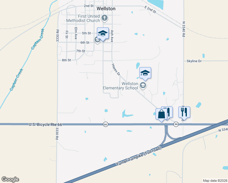 map of restaurants, bars, coffee shops, grocery stores, and more near 1101 Lalicker Street in Wellston