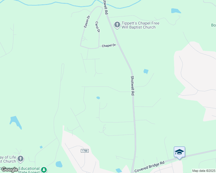 map of restaurants, bars, coffee shops, grocery stores, and more near Forest Drive in Clayton