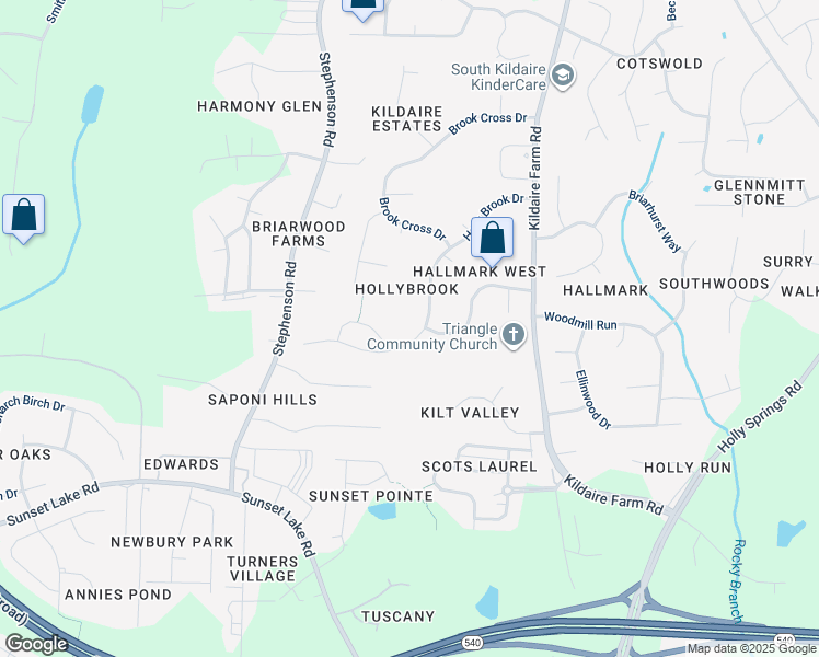 map of restaurants, bars, coffee shops, grocery stores, and more near 4908 Holly Brook Drive in Apex
