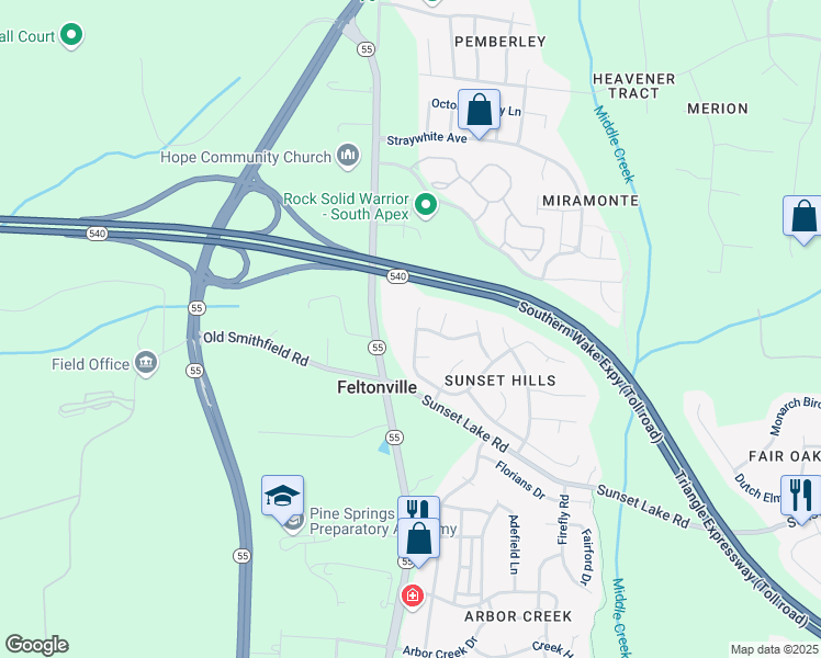 map of restaurants, bars, coffee shops, grocery stores, and more near 211 Cabana Drive in Apex