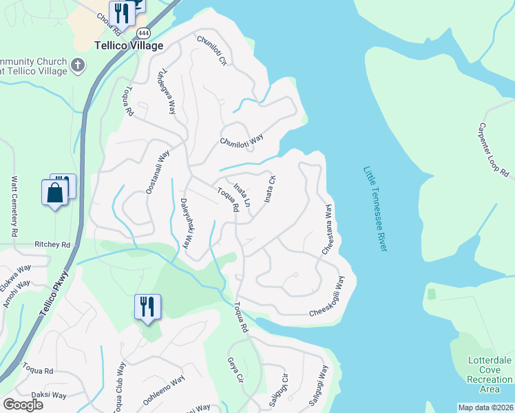 map of restaurants, bars, coffee shops, grocery stores, and more near 118 Inata Circle in Loudon