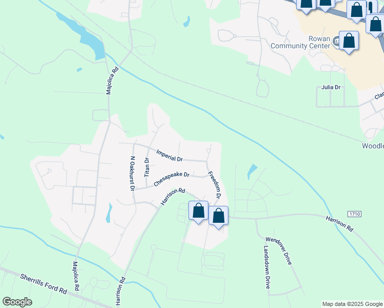 map of restaurants, bars, coffee shops, grocery stores, and more near 140 Imperial Drive in Salisbury