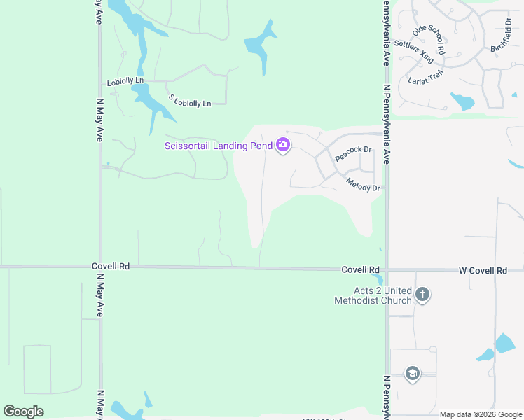 map of restaurants, bars, coffee shops, grocery stores, and more near 20853 Highlander Ridge Drive in Edmond