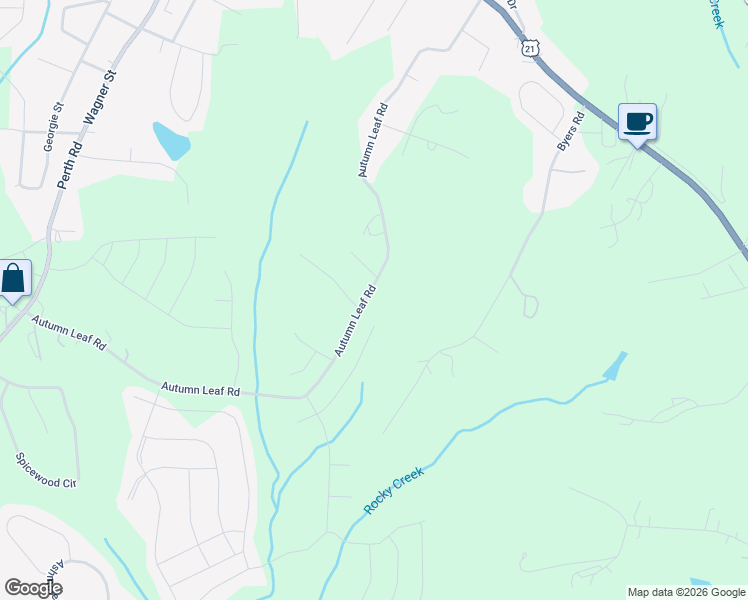 map of restaurants, bars, coffee shops, grocery stores, and more near 321 Autumn Leaf Road in Troutman