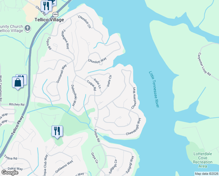 map of restaurants, bars, coffee shops, grocery stores, and more near 118 Inata Circle in Loudon