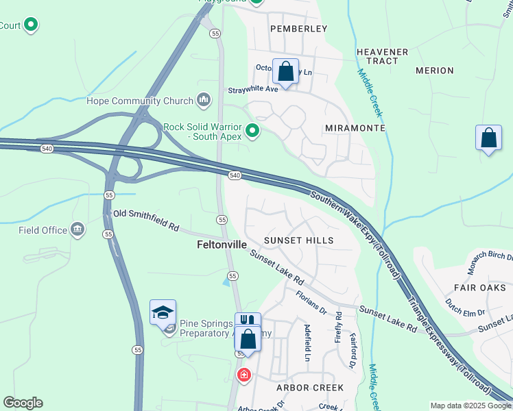 map of restaurants, bars, coffee shops, grocery stores, and more near 103 Doves Haven Drive in Apex