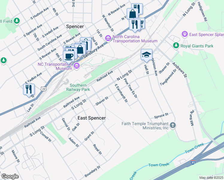 map of restaurants, bars, coffee shops, grocery stores, and more near 109 Jackson Street in Salisbury